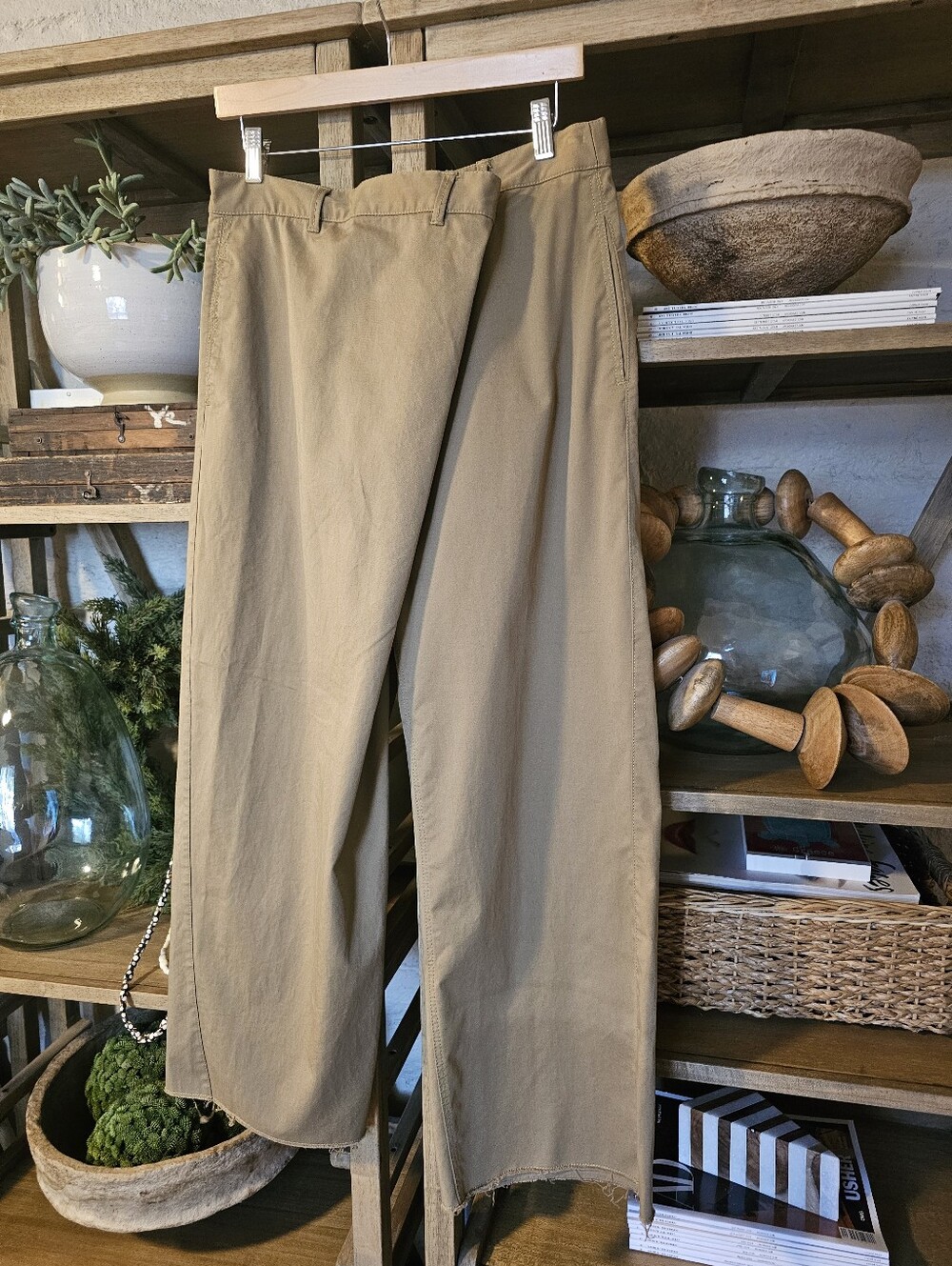 ZARA Asymmetrical Khaki Cotton Twill Chinos SZ XL